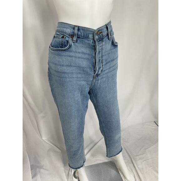 Re/Done '70S' Blue High Rise Comfort Stretch Stove Pipe Jeans Size 29 - Picture 2 of 5